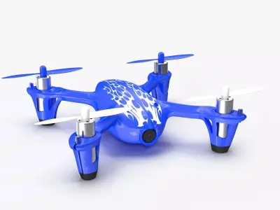 Hubsan X4 H107C Blue Low-poly 3D model