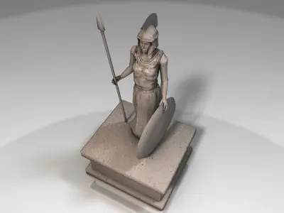 Athena greek stone statue Low-poly 3D model