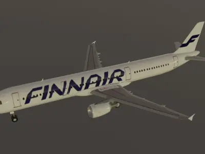 Finnair airbus a321-211 low poly 3d model  Low-poly 3D model