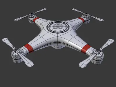 Quadcopter Drone - Cartoon - Low Poly Low-poly 3D model