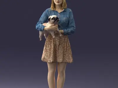 000005 Woman with dog 0921 3D model