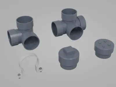 PVC Sanitary Pipes Low-poly 3D model