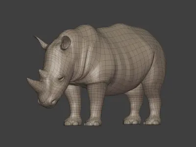 Rhinoceros Statue - Base Mesh Low-poly 3D model
