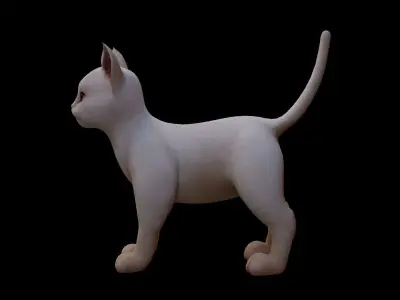 Cat White  Low-poly 3D model