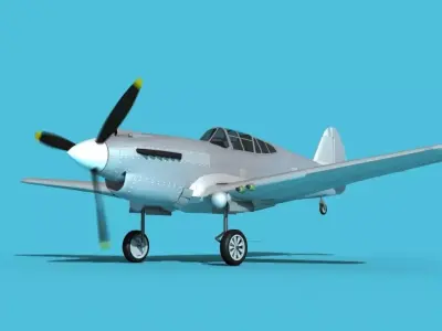 Curtiss P-40B Warhawk Bare Metal 3D model