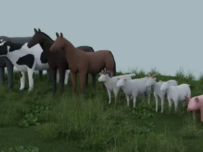 Farm Animals  Low-poly 3D model