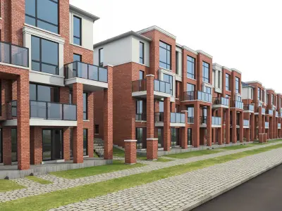 Apartment Complex Low-poly 3D model