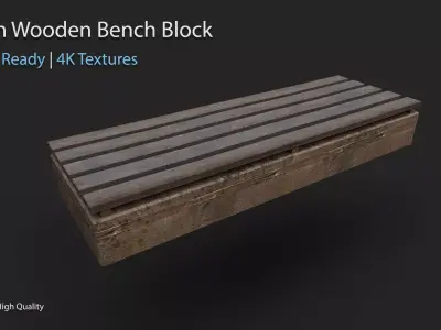 Worn Wooden Bench Block - Game Ready - 4K - Free low-poly 3D model