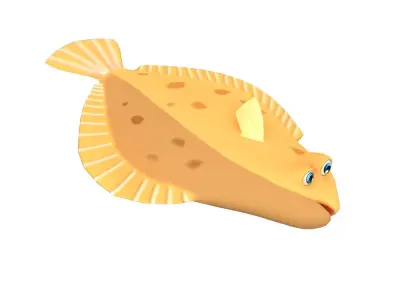Common Dab Animated Fish  Low-poly 3D model