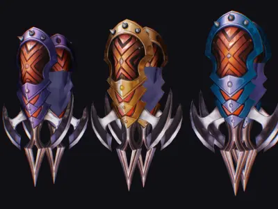 Claw Hand Futuristic Claws Glove Blade Cutting Edged Wedge Low-poly 3D model