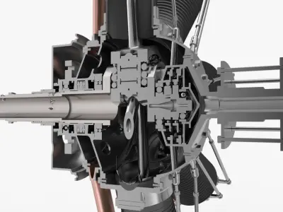 Clerget 9B rotary engine 3D model