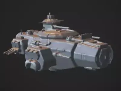 Cyberpunk Galactic Cruiser - Heavy Assault Space Warship 3D model