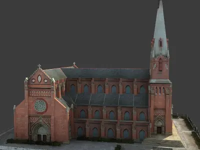 Church with steeples 3D model
