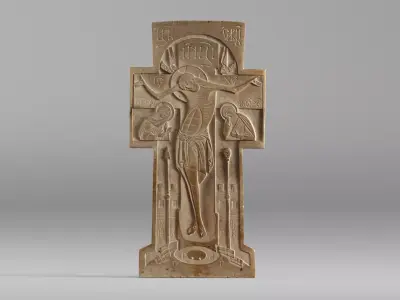 001589 Orthodox Carved Cross 3D print model
