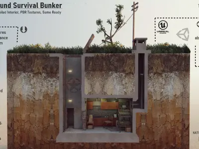 Underground Survival Bunker Low-poly 3D model