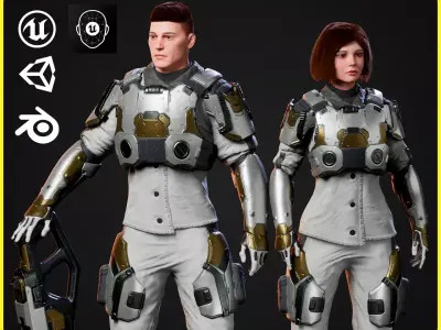 Modular Sci-fi Characters 03 Low-poly 3D model