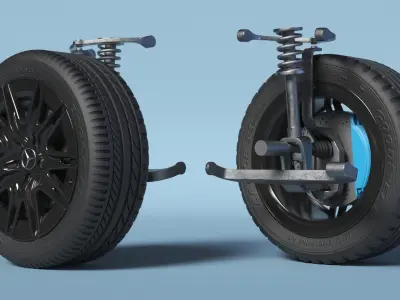 Mercedes Car Wheel Rim with Suspension 3D model