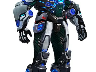 Low Poly Man Cyborg Trooper Soldier Low-poly 3D model