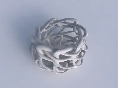 Bowl cylindrical with interlacing lattice streched top corner 2 3D model