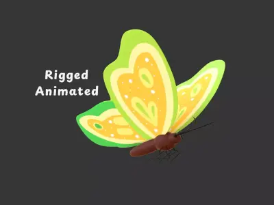 Butterfly Wing Flapping 4 Animated Low-poly 3D model
