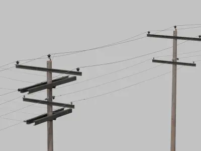Utility Pole - Composite Mast with Double Crossarms 3D model