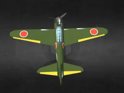 Mitsubishi A6M Zero Low-poly 3D model