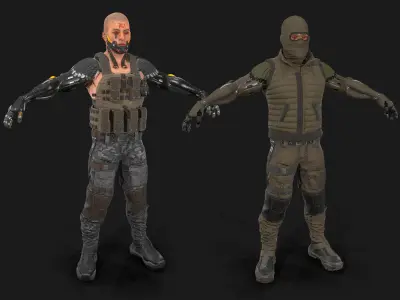 Sci-fi Soldier Low-poly 3D model