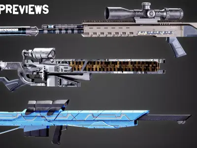 30 Professional Sci-Fi Gun and Textures Vol 16 Low-poly 3D model