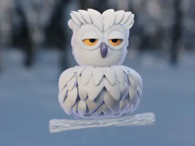 Stylized Owl 3D Models Low Poly Autumn and Winter Pack Low-poly 3D model