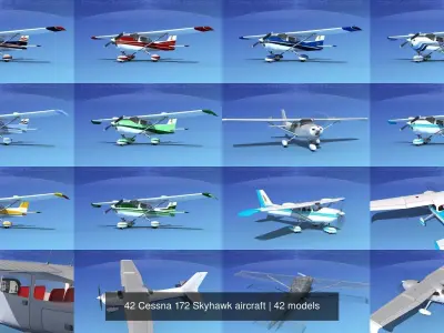 42 Cessna 172 Skyhawk aircraft 3D Model Collection