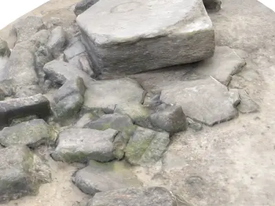 WW2 Destroyed Gun Casemate 2 in Low and High Poly Low-poly 3D model