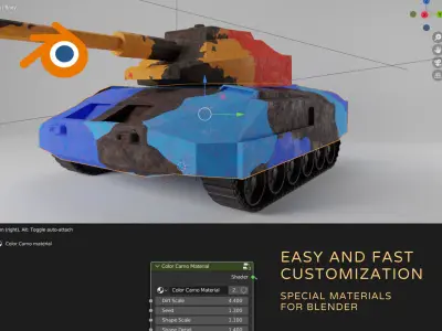Lowpoly Tank in camouflage 3D model