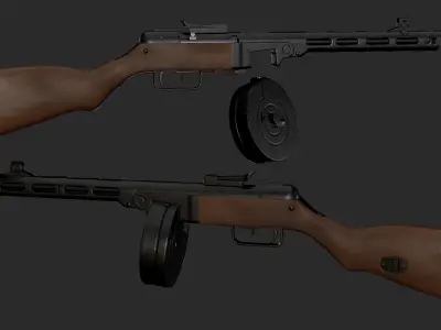 PPSH 41 Soviet 762 x 25 Submachinegun 3d model Low-poly 3D model
