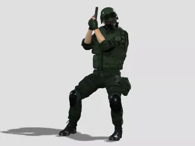 Black Tactical SWAT Soldier 3D model