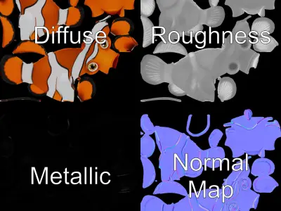 Clownfish Character D Model Pack Low-poly 3D model