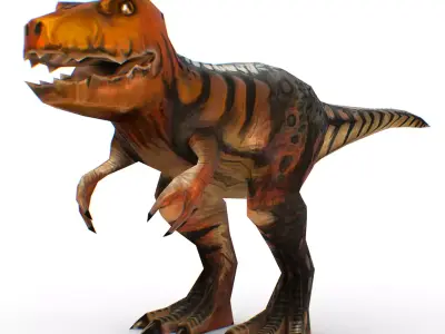 Lowpoly Cartoon Character Dino Strut Low-poly 3D model