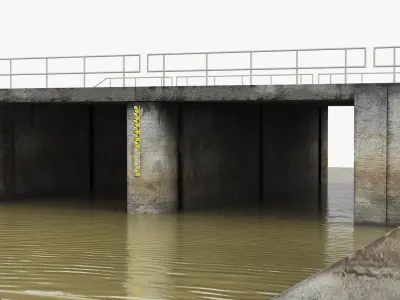 River Channel Spillway Crossing Structure 3D model
