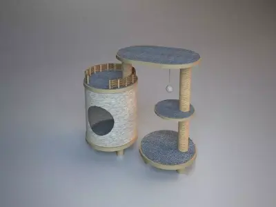 Wooden Cat Tree Construction part 2 3D model