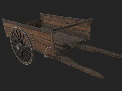 Old Cart Low-poly 3D model get