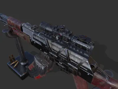 ak47 with utg 3-9 scope and pitcinny rail 3D model