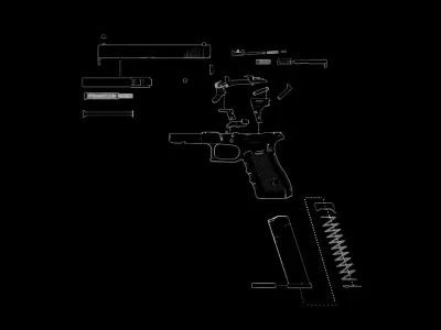 G17 9mm Pistol Schematics Free low-poly 3D model