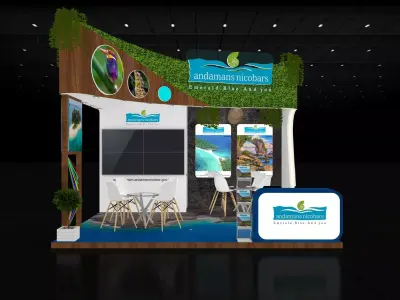 5mtr x 5mtr expo stall 3side open Exhibition Stand Free low-poly 3D model