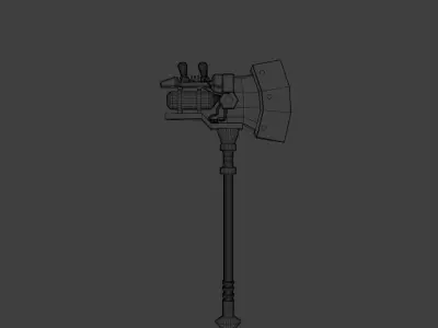 Stylized Melee Weapon Steampunk Axe PBR game ready Low-poly Low-poly 3D model