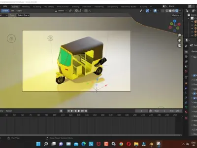 rickshaw 3D model Render in blender  Low-poly 3D model