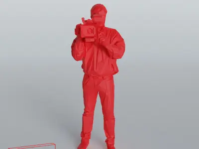 Camera man 03 - Low Poly printable Low-poly 3D model
