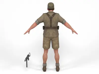 German Soldier 3 - Afrika Korps Low-poly 3D model