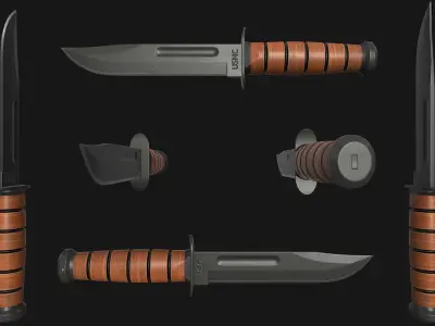 Ka-Bar USMC Knife Free low-poly 3D model