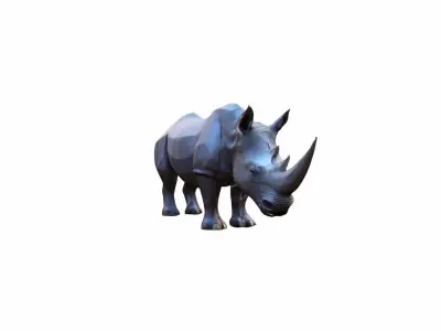 Lone Rhino In The Savanah 3d Model 3D model