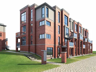 Apartment Complex Low-poly 3D model