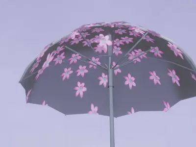 Umbrella 2 sakura Free low-poly 3D model